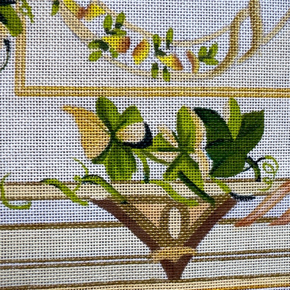 Hand-Painted “Flowers/Ivy” Needlepoint Canvas - Picture 5 of 10
